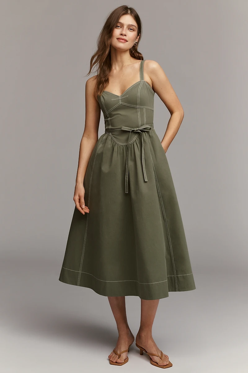 Mare Cotton Seamed Midi Dress