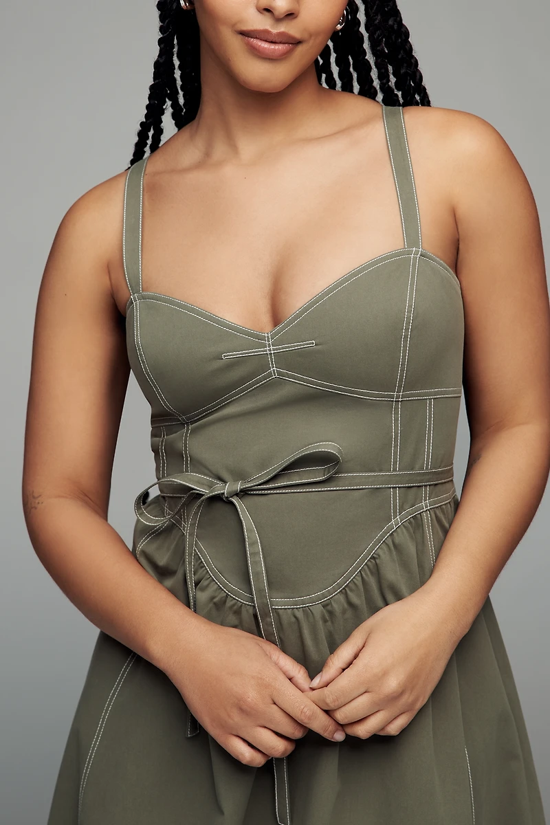 Mare Cotton Seamed Midi Dress