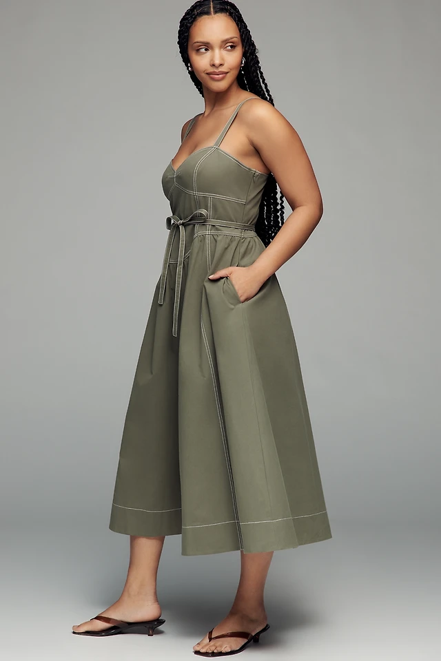 mare mare strapless seamed a-line midi dress Cotton Willow Drawstring A Line occasion-formal With its fitted bodice Size:Medium (UK 10-12)