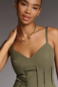 Mare Cotton V-Neck Corset Mini Dress