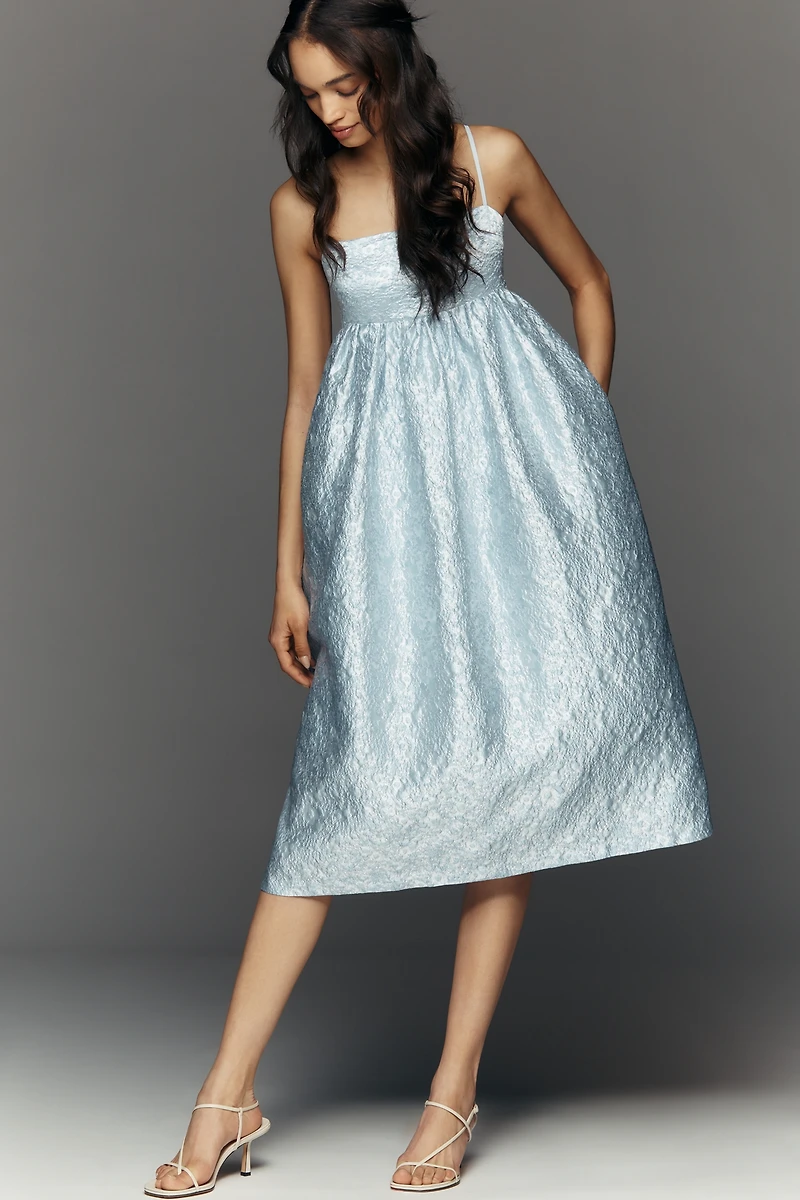 Mare Square-Neck Babydoll Midi Dress