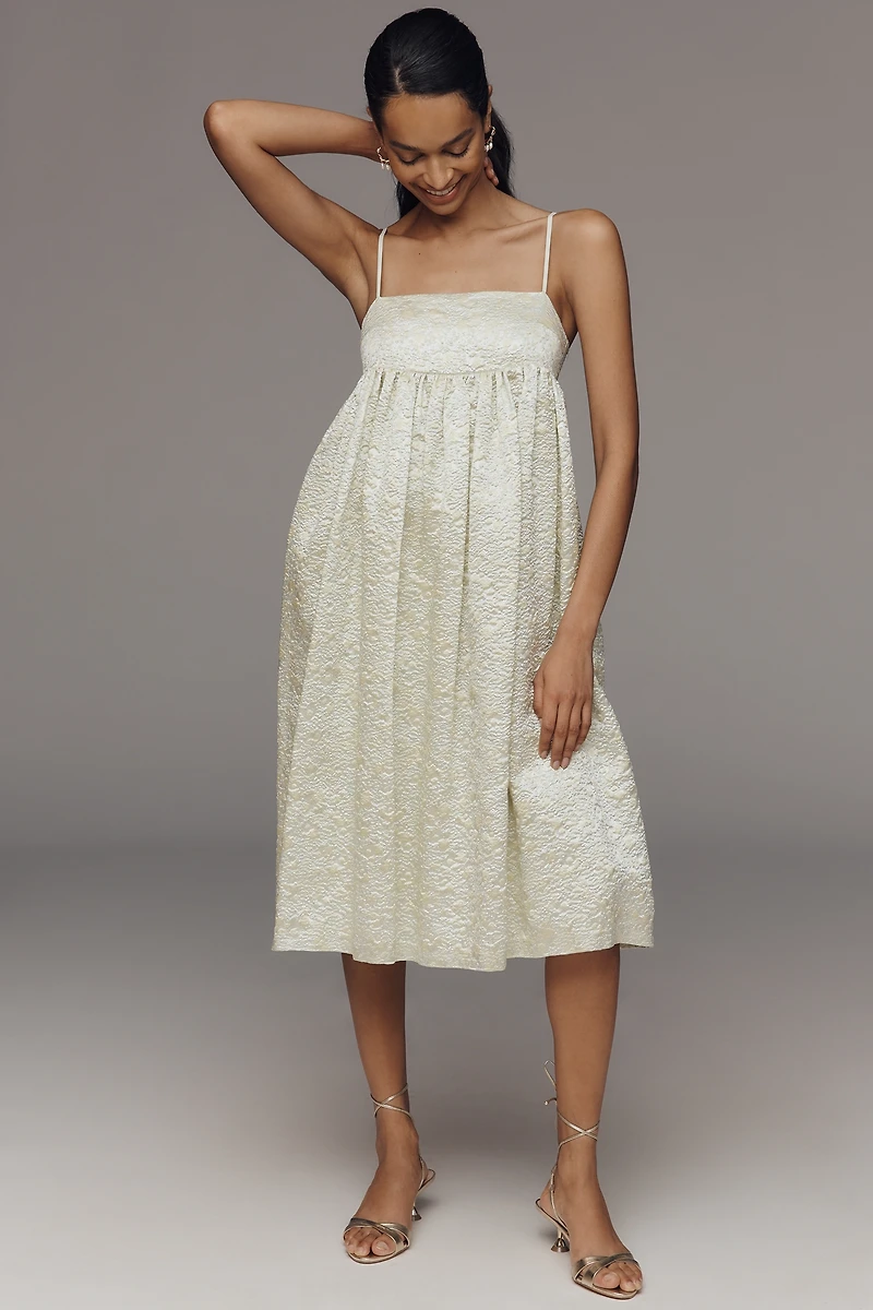 Mare Square-Neck Babydoll Midi Dress