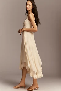 Mare V-Neck Layered Pleated Midi Dress