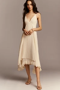 Mare V-Neck Layered Pleated Midi Dress
