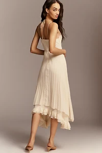 Mare V-Neck Layered Pleated Midi Dress