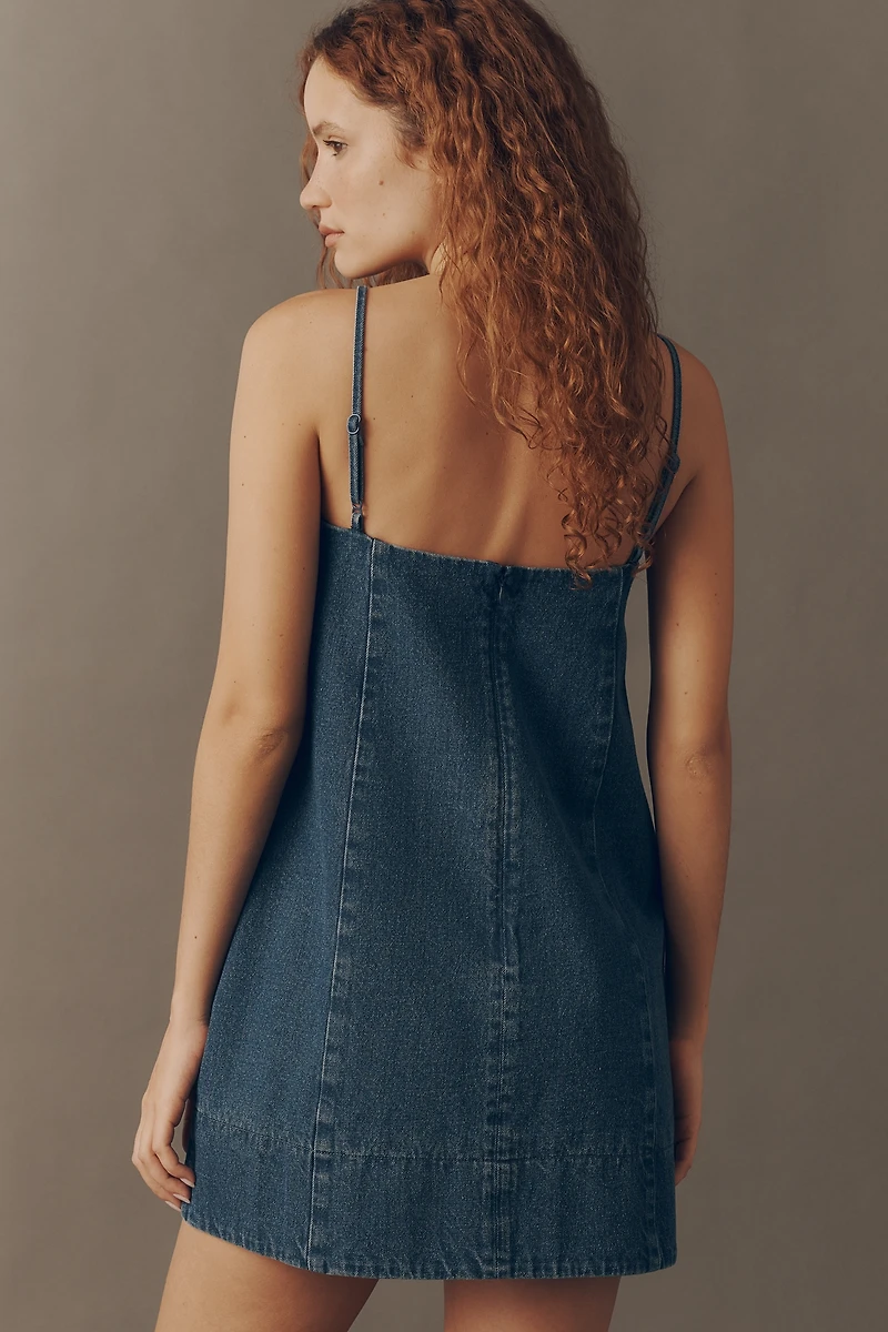 Mare Cotton Denim Square-Neck Mini Dress