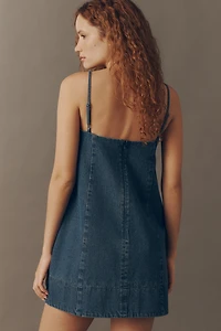 Mare Cotton Denim Square-Neck Mini Dress