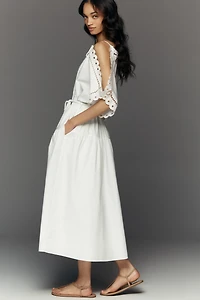 Mare Cold-Shoulder Eyelet Midi Dress