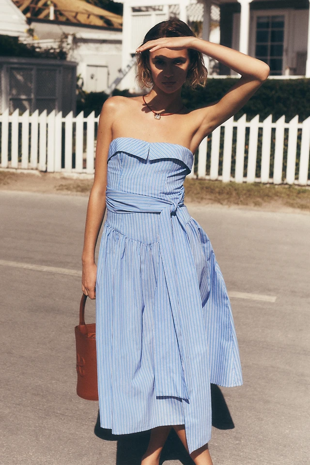 mare mare faux leather strapless slim midi dress Mare Mare Faux Leather Strapless Slim Midi Dress