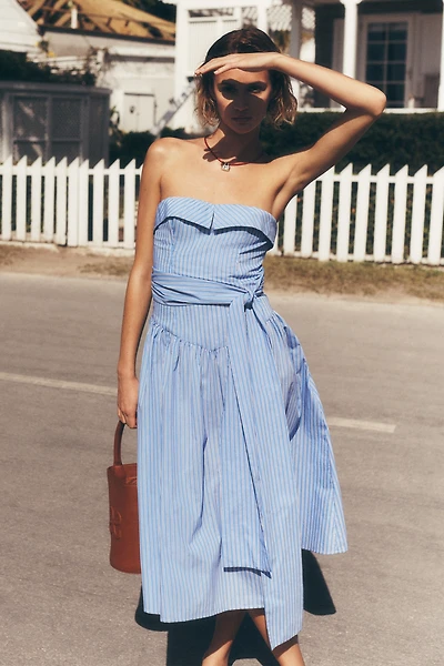 Mare Strapless Shirting Midi Dress