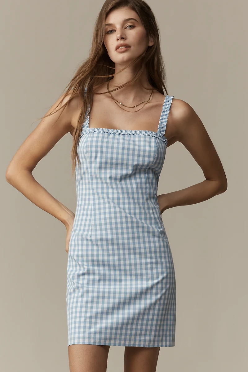 Mare Gingham Square-Neck Mini Dress
