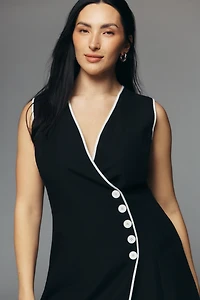 Mare Linen Asymmetric Button Mini Dress