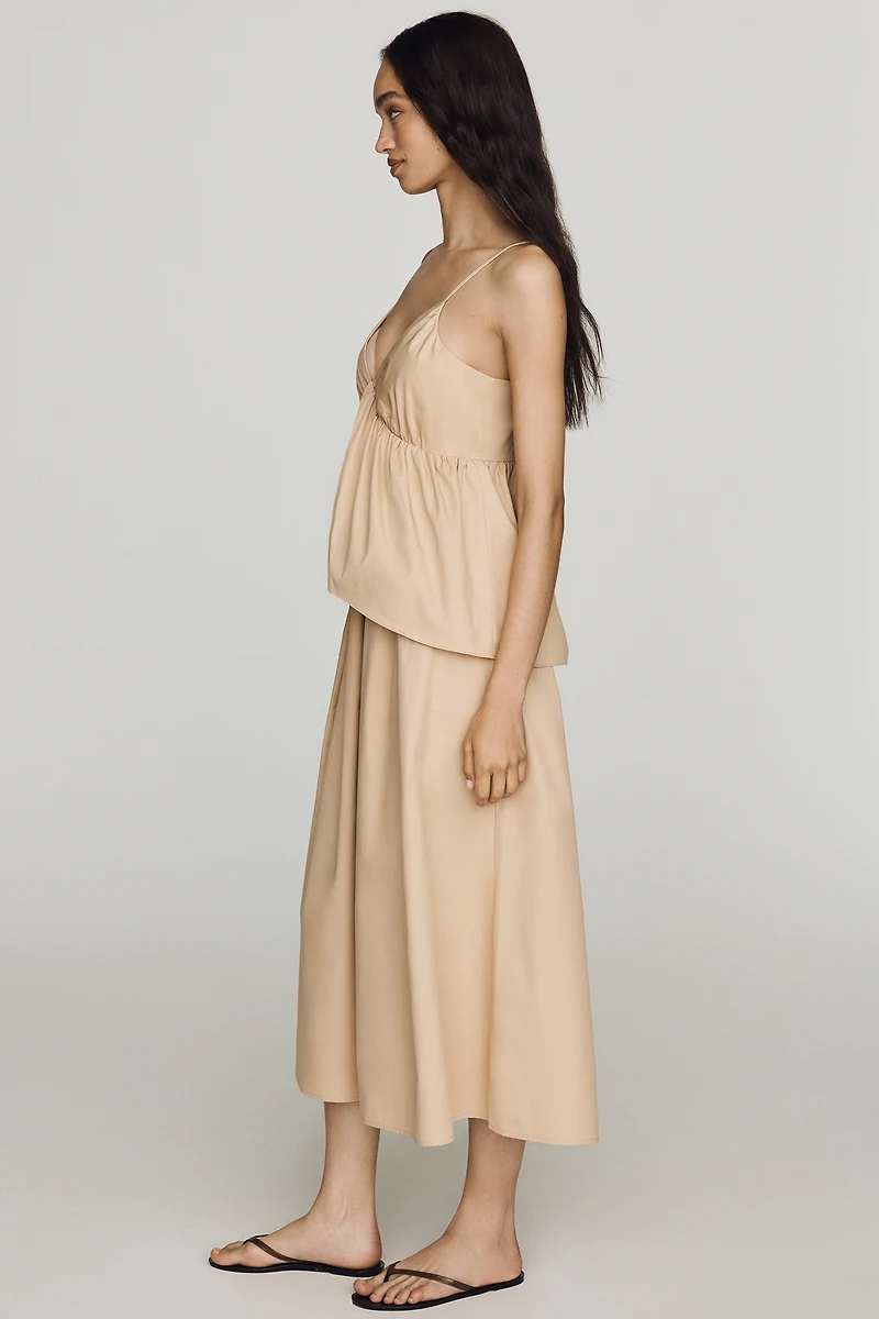 Mare Cotton Tiered V-Neck Midi Dress