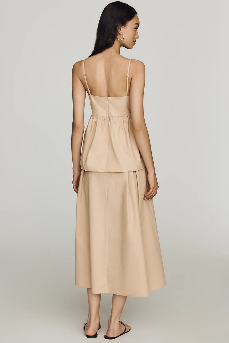 Mare Cotton Tiered V-Neck Midi Dress