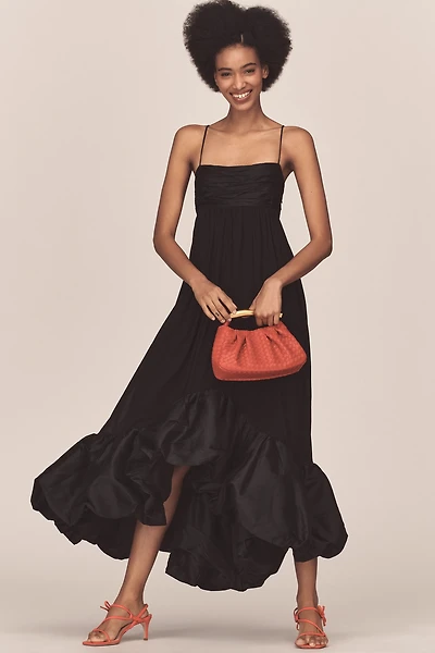 Maeve Square-Neck Babydoll Ruffle-Hem Maxi Dress