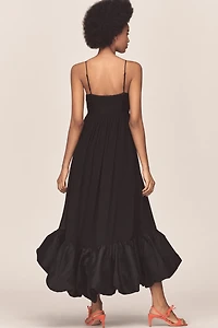 Maeve Square-Neck Babydoll Ruffle-Hem Maxi Dress