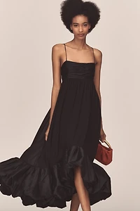 Maeve Square-Neck Babydoll Ruffle-Hem Maxi Dress