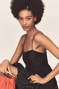 Maeve Square-Neck Babydoll Ruffle-Hem Maxi Dress