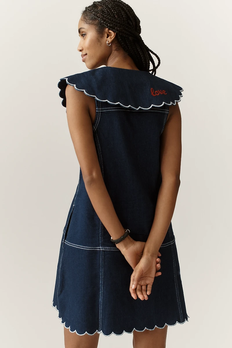 Pilcro Scalloped Denim Buttondown Dress