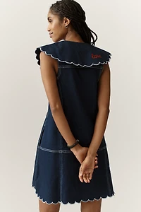 Pilcro Scalloped Denim Buttondown Dress