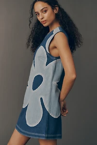 Pilcro Sleeveless Floral Denim Mini Dress