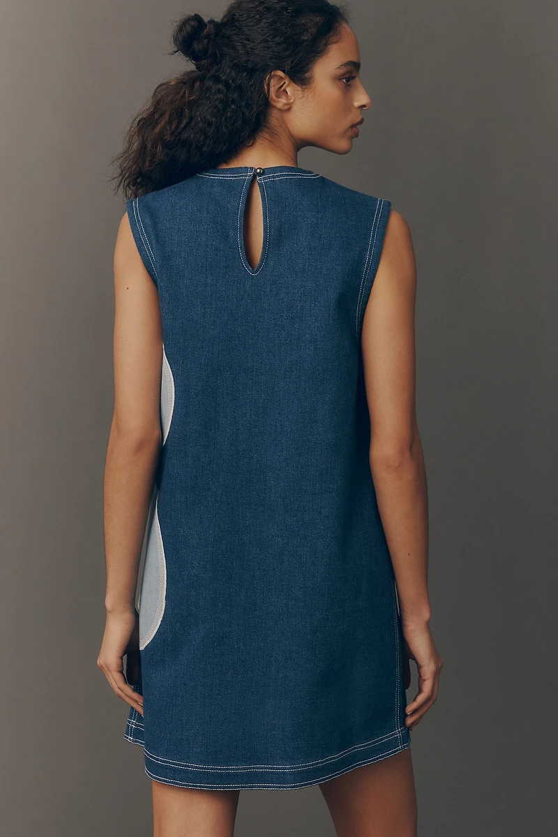 Pilcro Sleeveless Floral Denim Mini Dress