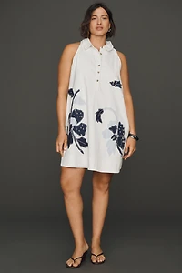 Maeve Denim Applique Swing Mini Dress