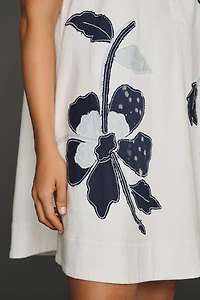 Maeve Denim Applique Swing Mini Dress