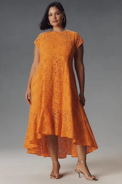 Universal Standard Plus Eyelet Flounce Midi Dress