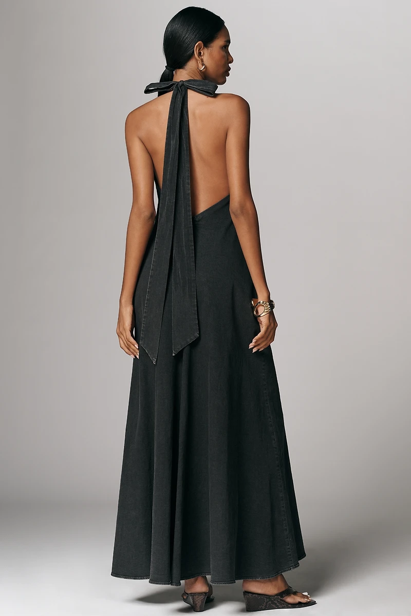 Hansen & Gretel Rae V-Neck Halter Maxi Dress