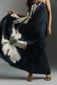 Significant Other Lilian Strapless Pleated Satin Maxi Dress