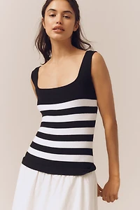 Central Park West Striped Bodice Midi Dress
