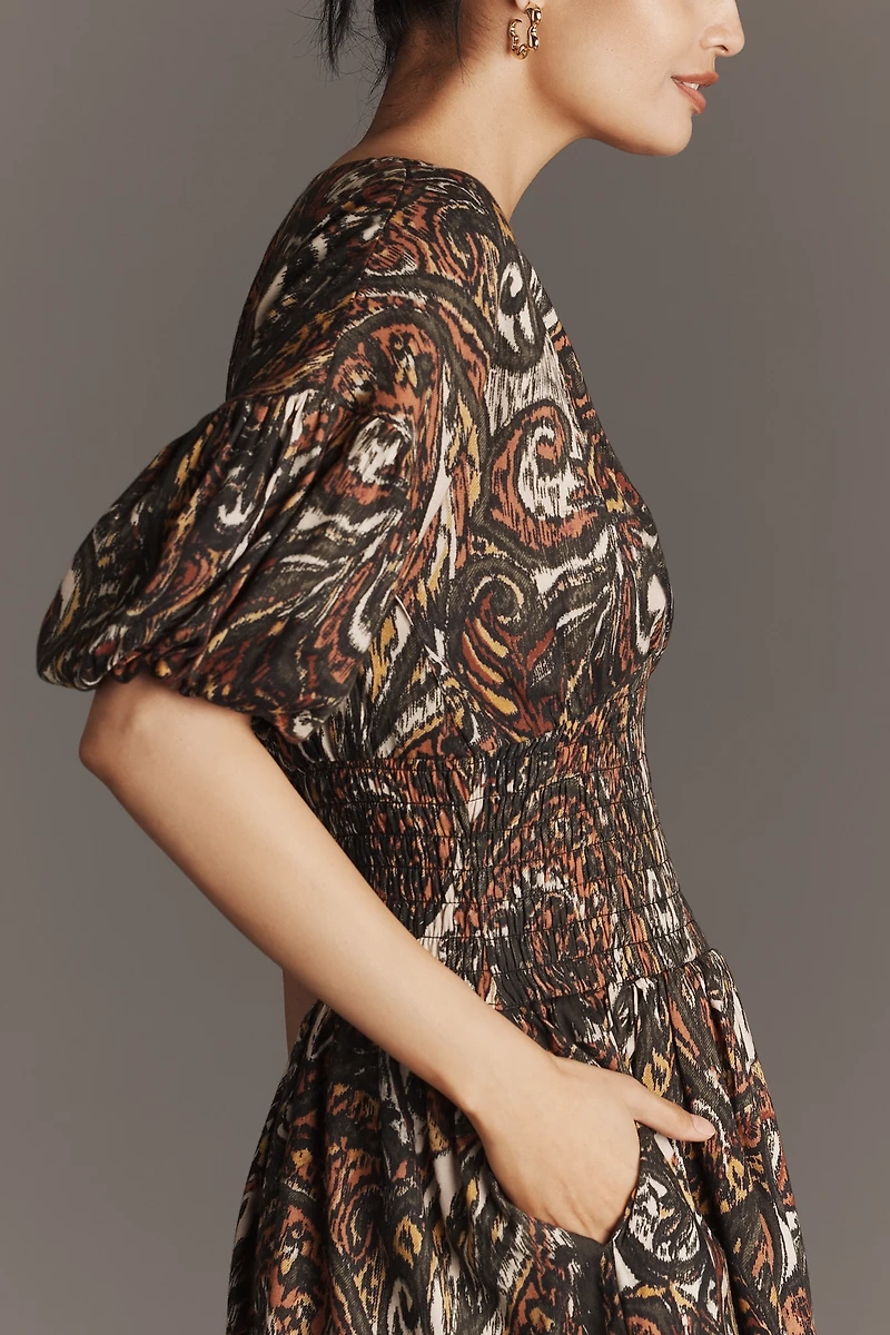 West of Brigitte Puff-Sleeve Mini Dress