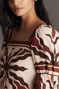 West of Martine Linen Blend Long-Sleeve Mini Dress