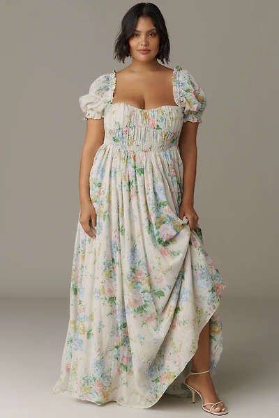 Selkie Renfaire Plus Short-Sleeve Square-Neck Maxi Dress