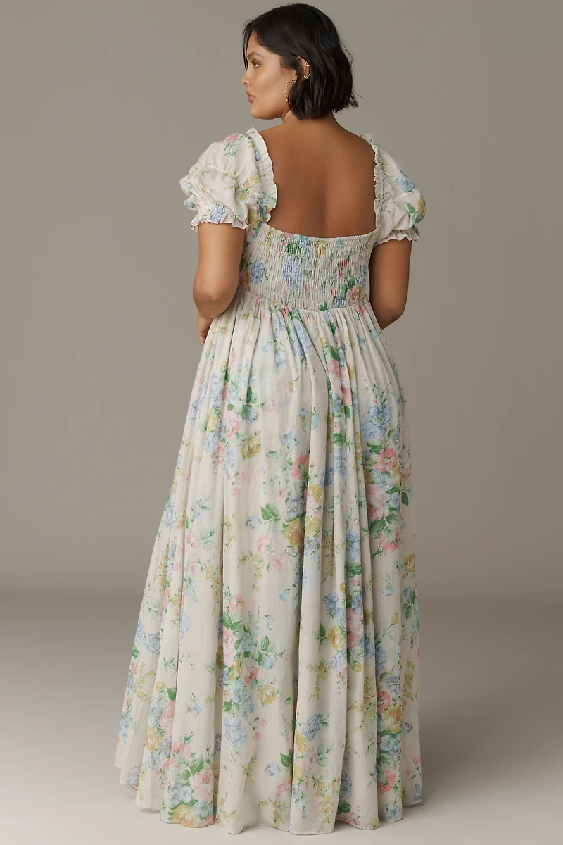 Selkie Renfaire Plus Short-Sleeve Square-Neck Maxi Dress
