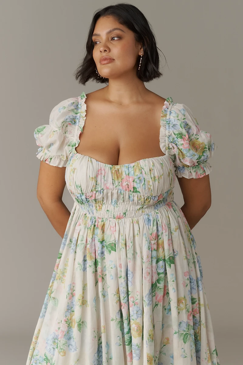 Selkie Renfaire Plus Short-Sleeve Square-Neck Maxi Dress