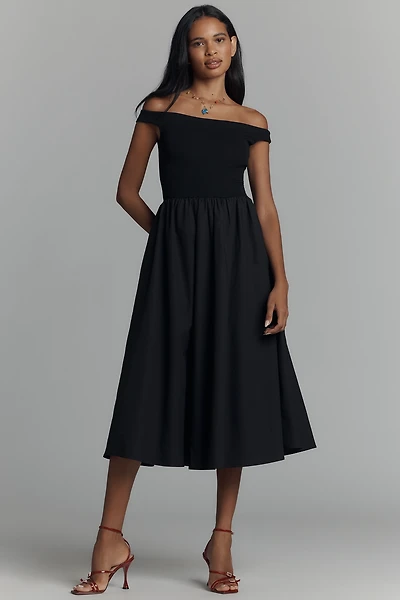 Elodie The Label Vera Off-The-Shoulder Midi Dress
