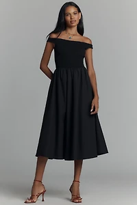 Elodie The Label Vera Off-The-Shoulder Midi Dress