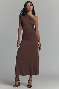Elodie The Label Cora One-Shoulder Knit Midi Dress