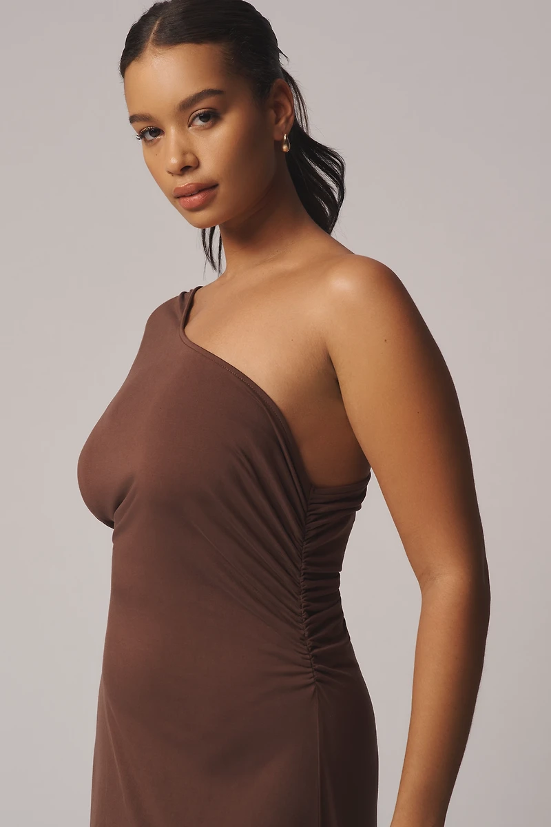 Elodie The Label Cora One-Shoulder Knit Midi Dress