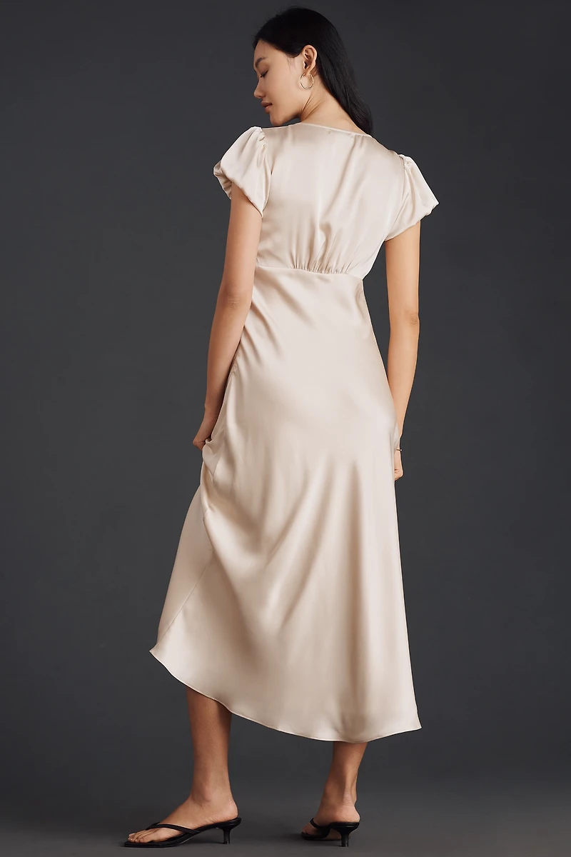 Elodie The Label Leia Rosette Satin Midi Dress