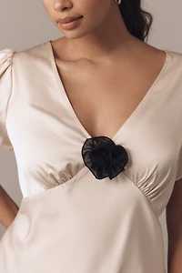 Elodie The Label Leia Rosette Satin Midi Dress