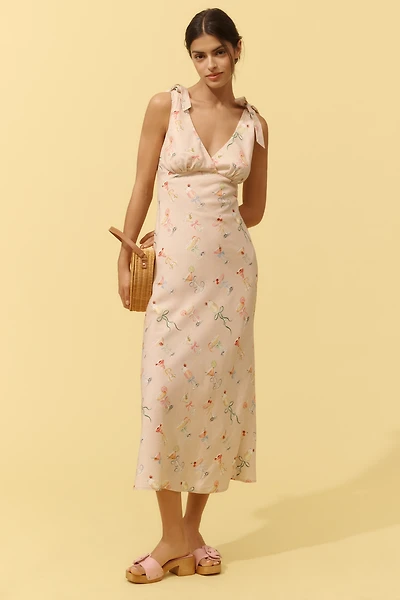 En Saison Mia V-Neck Linen Blend Dress