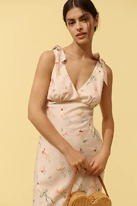 En Saison Mia V-Neck Linen Blend Dress