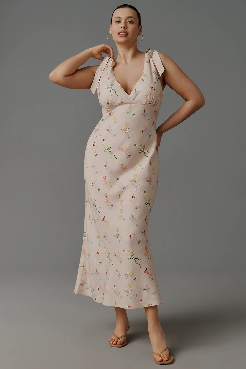 En Saison Mia V-Neck Linen Blend Dress