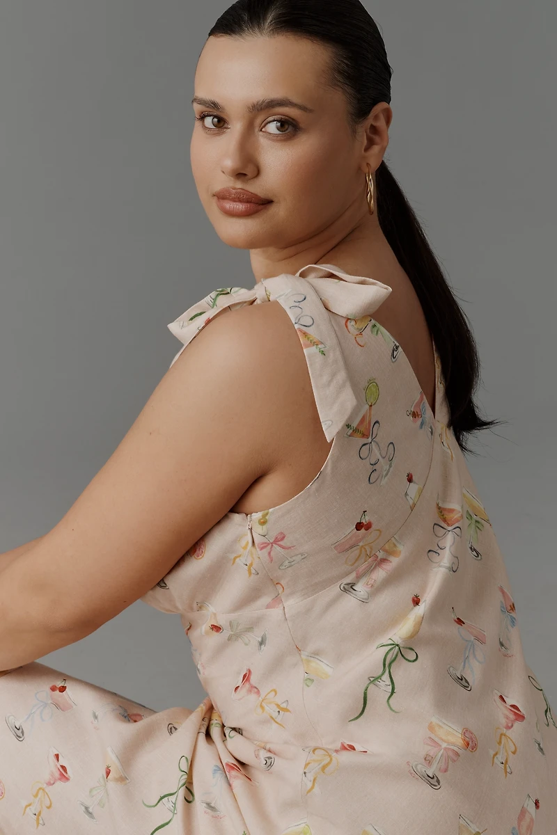 En Saison Mia V-Neck Linen Blend Dress