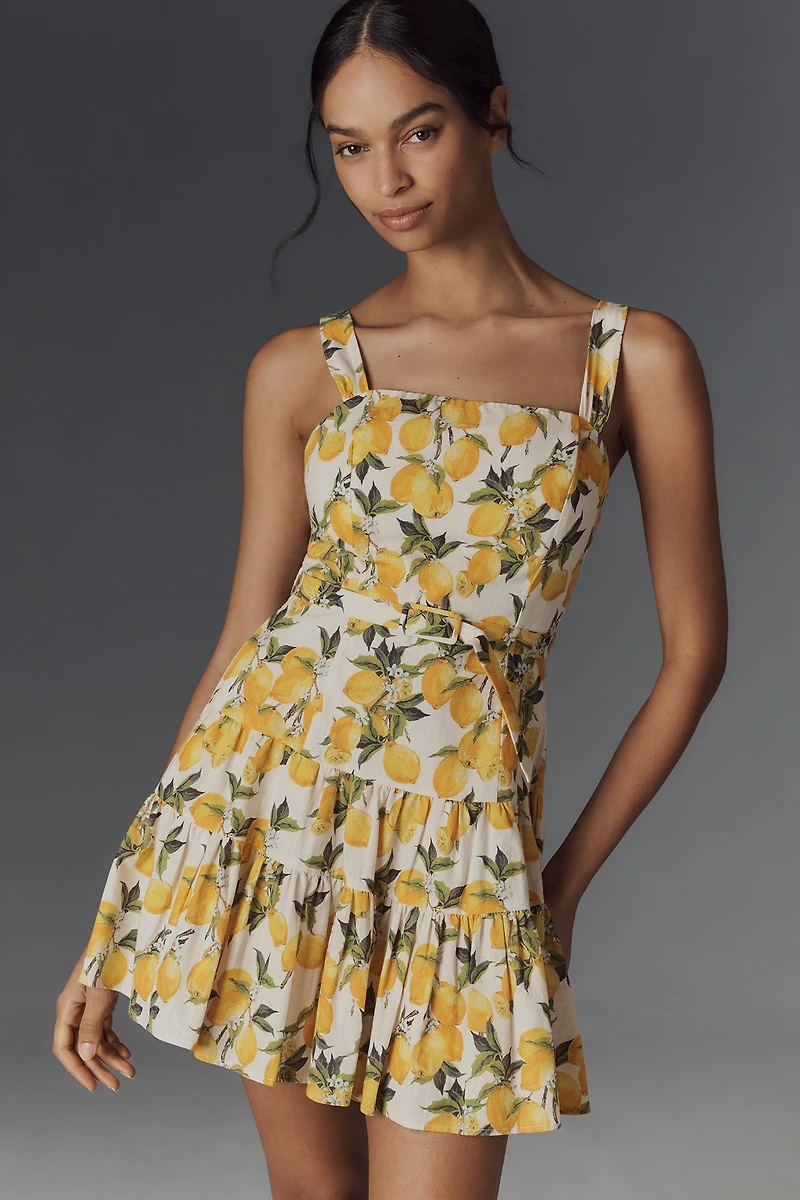 En Saison Blanca Sleeveless Belted Tiered Mini Dress