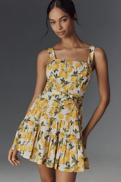 En Saison Blanca Sleeveless Belted Tiered Mini Dress