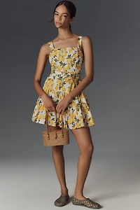 En Saison Blanca Sleeveless Belted Tiered Mini Dress
